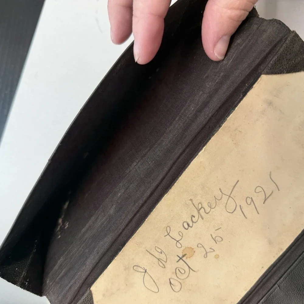 Antique Tri-fold Black Faux Pebbled Leather Wallet Late 19th Century